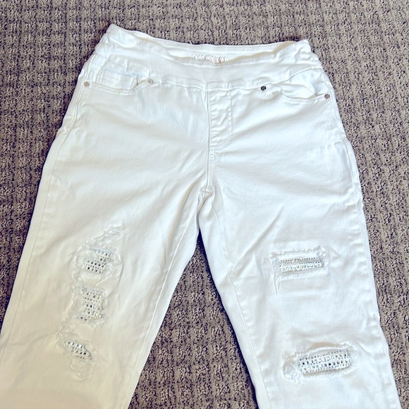 GG white cropped jeans, with sparkle inserts on legs - Picture 1 of 3